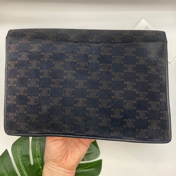 Celine Triomphe Clutch Toiletry Pouch Vintage Logo Makeup Case Bag Pochette - Picture 4 of 16